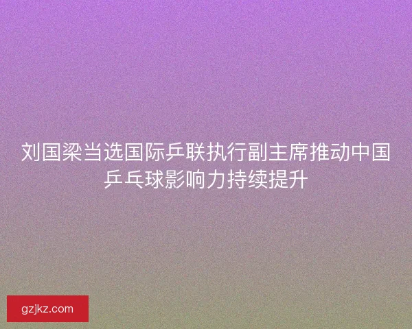 刘国梁当选国际乒联执行副主席推动中国乒乓球影响力持续提升